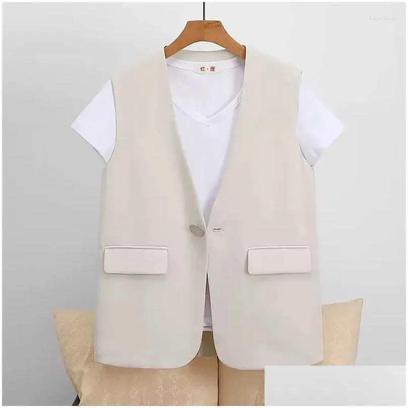 women`s vests fashion suit vest female casual tops 2024 spring autumn korean waistcoat slim sleeveless jacket