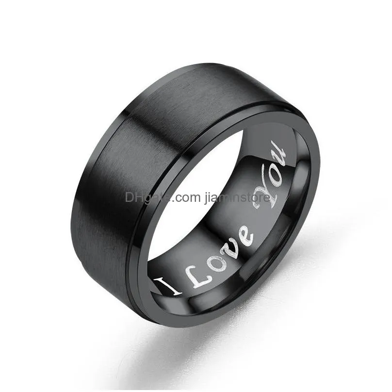 Band Rings Matte Stainless Steel I Love You Ring Band Engagement Rings For Women Mens Will And Sandy Fashion Jewelry 080460 Drop Deli Dhhsn