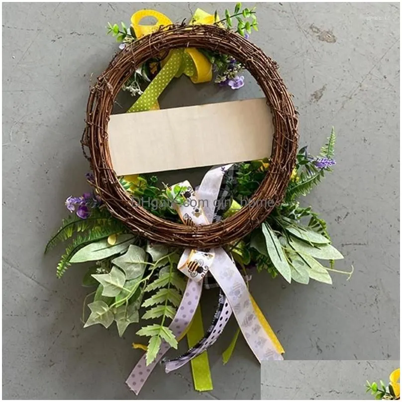 decorative flowers yellow flower wreath for front door with welcome sign spring wall window farmhouse porch decoration seasonal decor