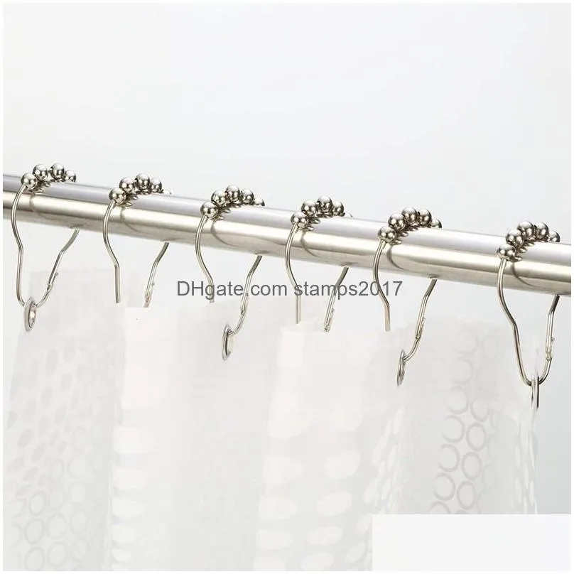 12pcs/bag bathroom accessories set creativity aluminum alloy clasp for curtain door shower hook