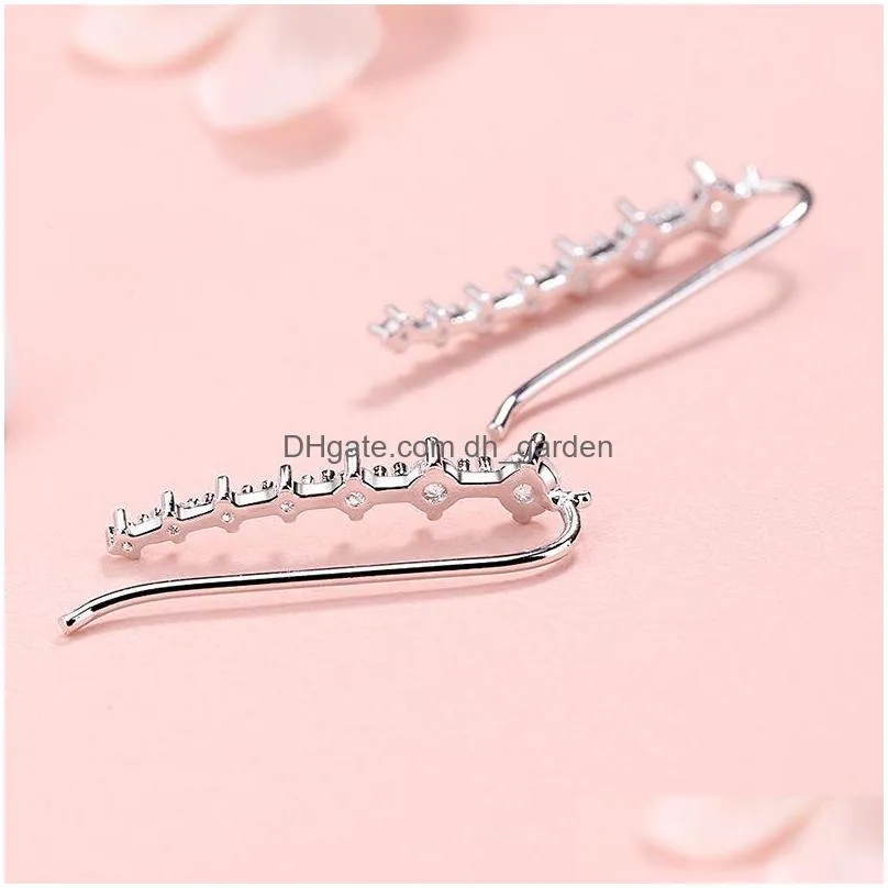 Stud 7 Crystal Cubic Zirconia Ushaped Ear Clip Cuff Cartilage Earrings For Women 925 Sterling Sier Hypoallergenic Fashion Drop Delive Dhi1P
