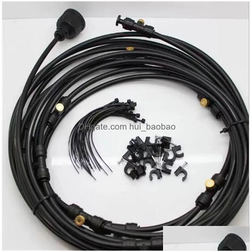 6m 9m 12m 15m 18m outdoor misting cooling system kit for greenhouse garden patio watering 0.4mm nozzle garden irrigation mister line