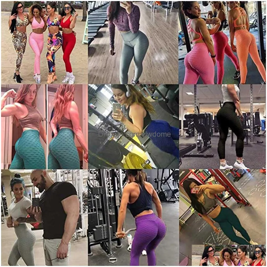 Leggings & Tights Yoga Pants Fitness Sports Leggings Jacquard Female Running Trousers High Waist Tight Pants7330910 Drop Delivery Baby Dhfet