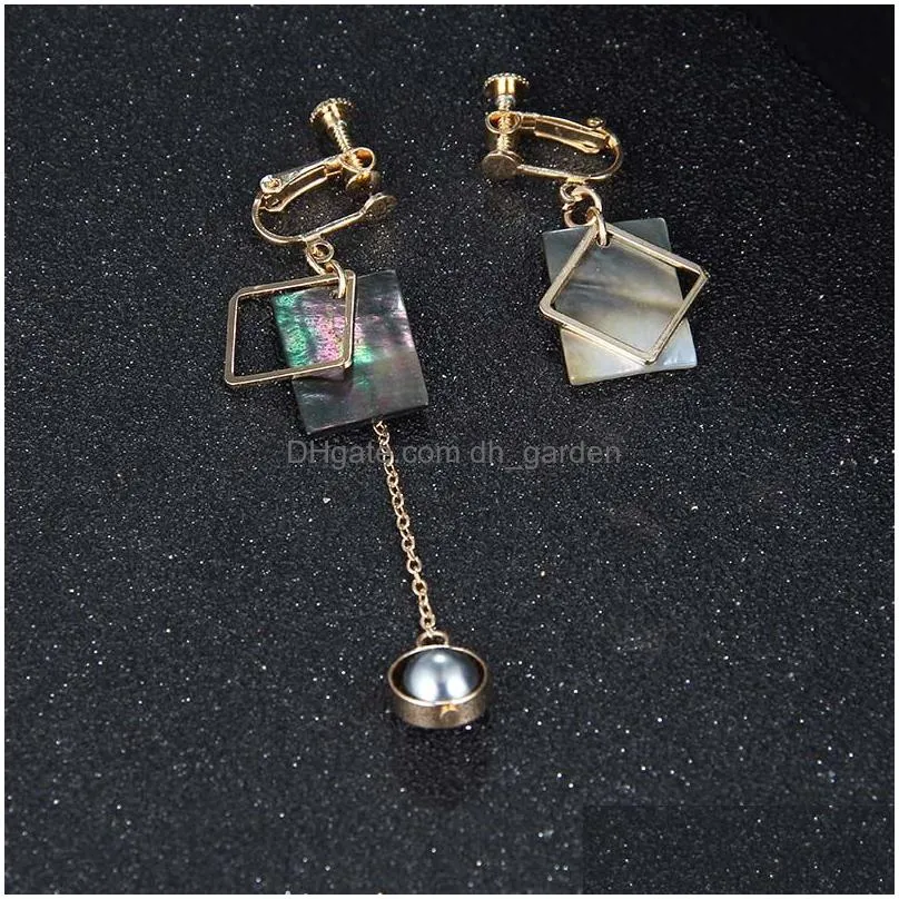 Dangle & Chandelier High Quality Geometric Irregar Shell Long Dangle Earring For Women Girls Elegant Gold Playing Drop Earrings Fashi Dhxig