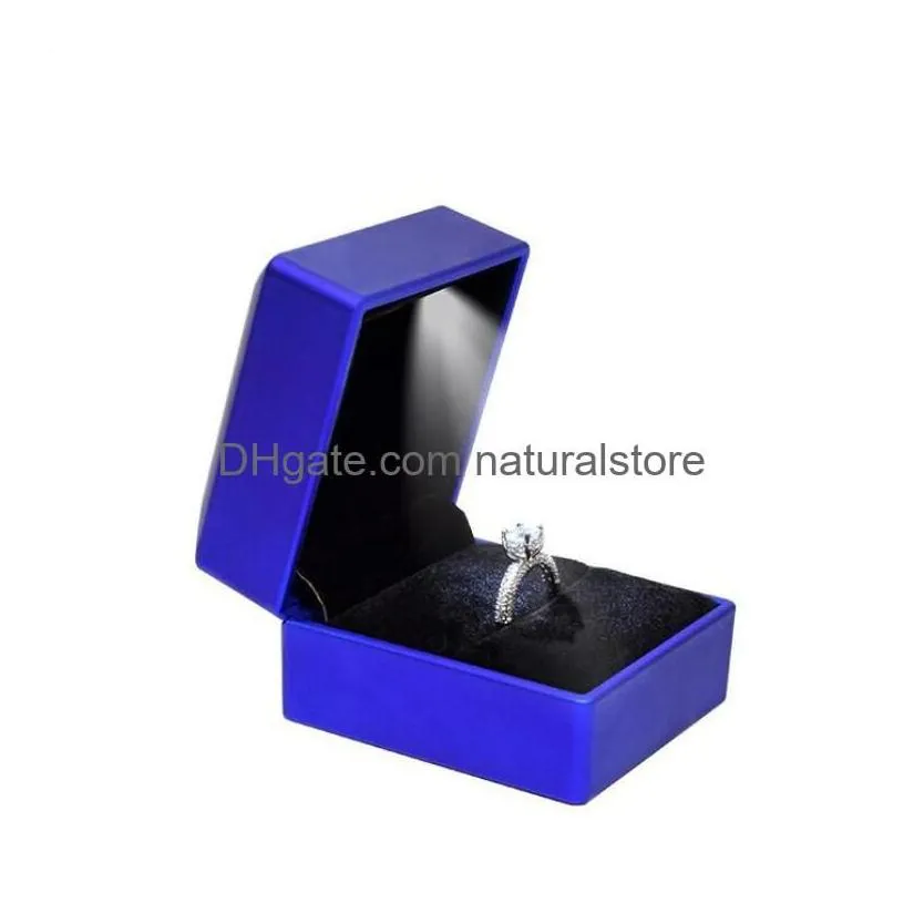 Jewelry Boxes Earrings Ring Jewellery Packaging Box Case With Led Lighted Up For Proposal Engagement Jewerly Gift Drop Delivery Packin