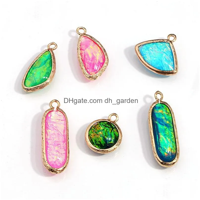 Charms New Arrival Colorf Diy Geometric Crystal Dangles Charms For Necklace Bracelet Jewelry Transparent Glass Pendants Acce Dhgarden Dhhgb
