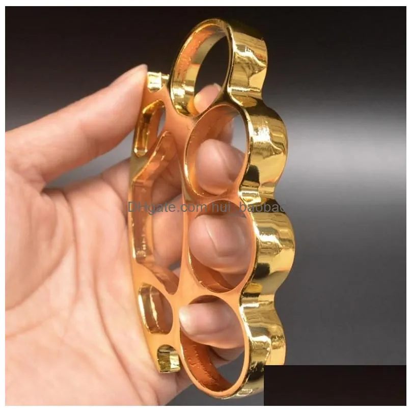 big finger hole head round metal knuckle duster four finger tiger fist buckle outdoor defensive ring buckle defensive edc tool