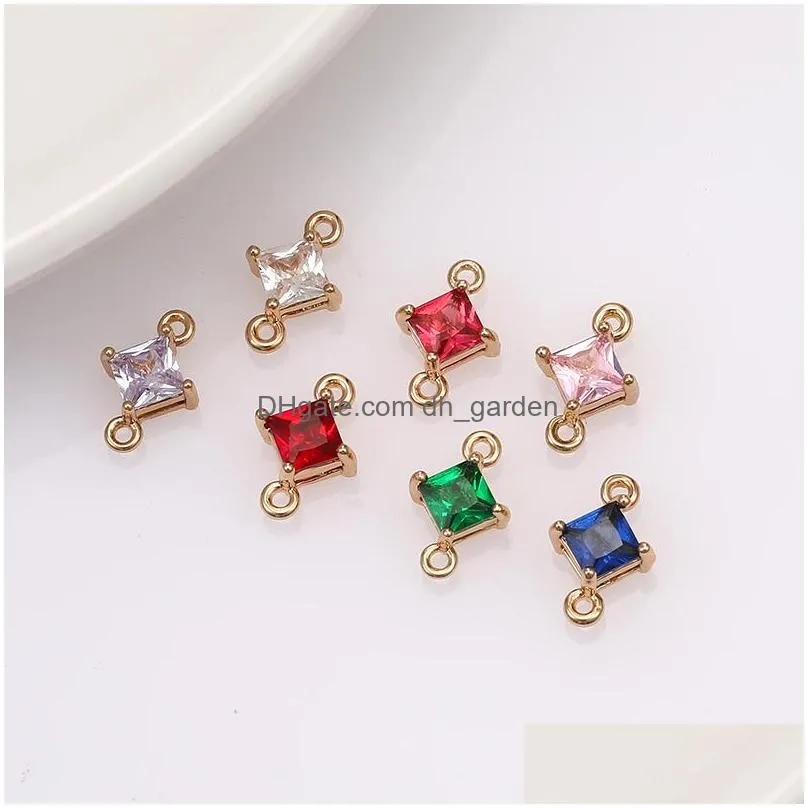 Charms Fashion Designer Colorf K9 Crystal Glass Square Charms For Necklace Earring Bracelet Copper Pendants Diy Jewelry Acce Dhgarden Dhl2T