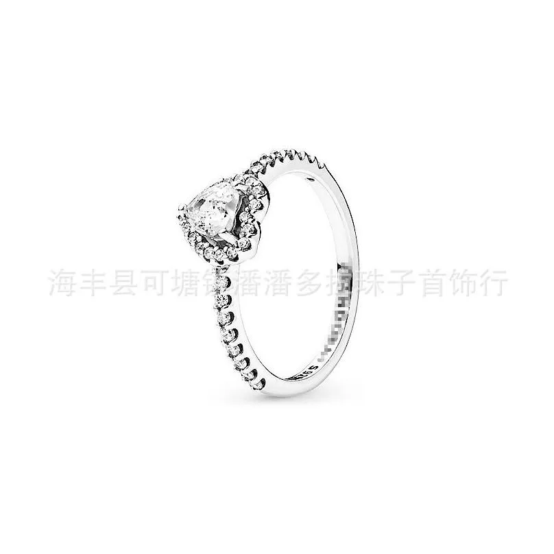 Band Rings 925 Pound Sier New Fashionable Charm Original Ring Red Heart Womens Fl Diamond Rose Gold Gift For Daughters And Drop Deliv Otevc