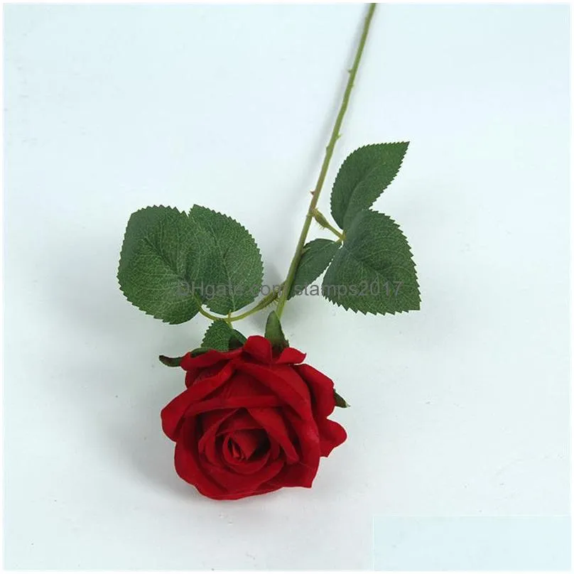 artificial rose one real touch roses flannel simulated flower for wedding party home decoration flowers