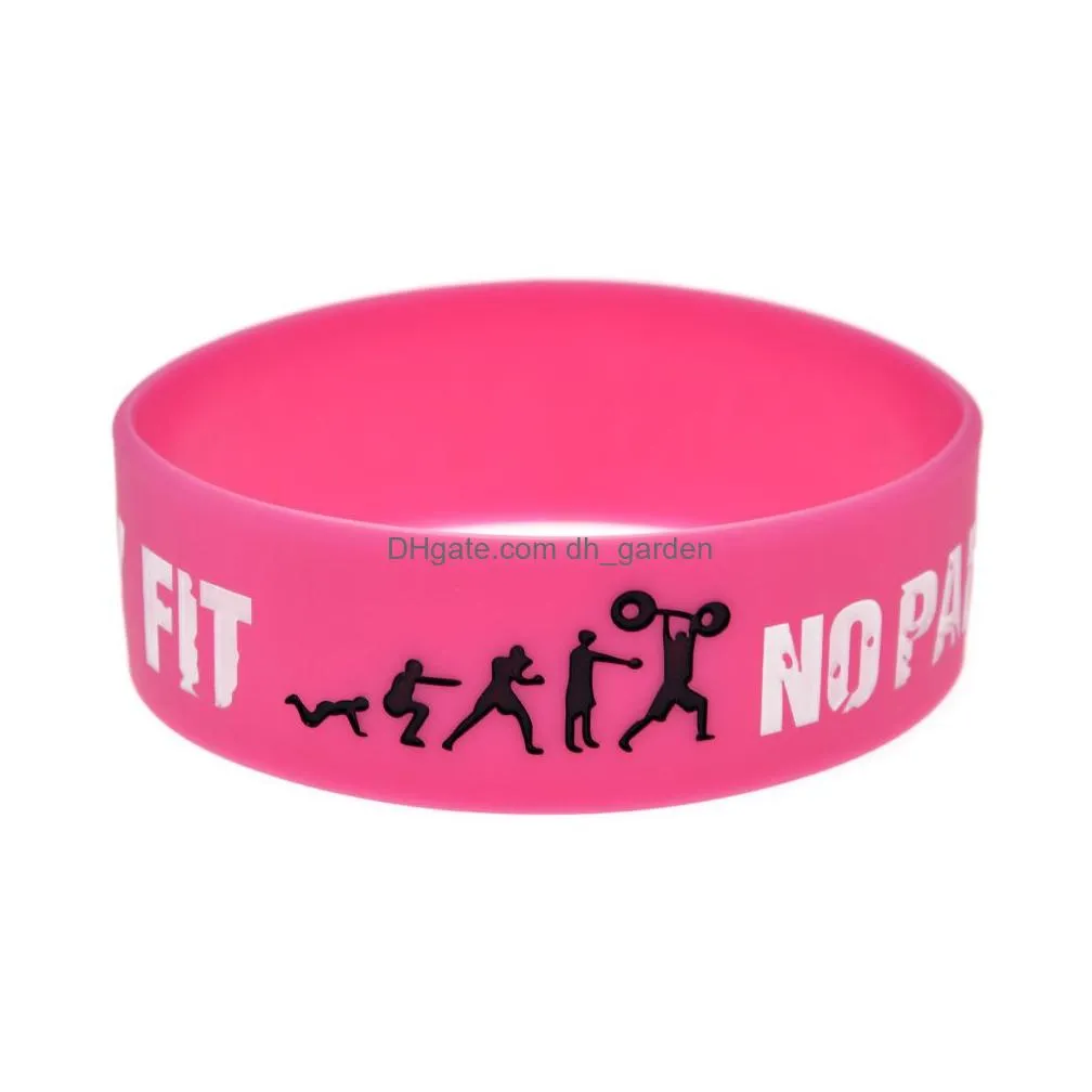 Other Bracelets Everybody Fit No Pain Gain Sile Wristband Wide Band Motto Sport Rubber Bracelets Bangles Armband Couple Gift Drop Del Dhovm