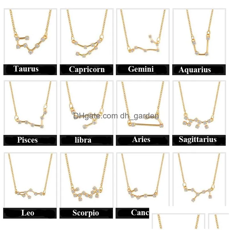 Pendant Necklaces Fashion Horoscope Astrology Galaxy 12 Constellation Necklaces Pendants For Women Zodiac Choker Sign Birthd Dhgarden Dh5F1