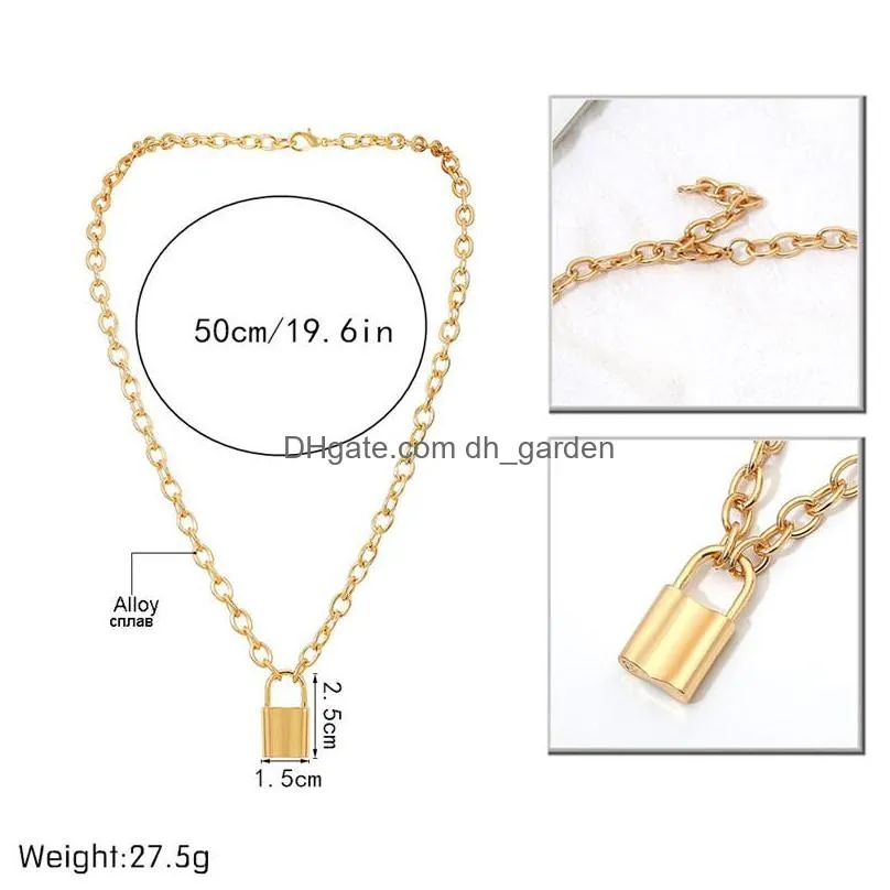 Pendant Necklaces High Quality Lovers Lock Pendant Necklace Steampunk Clavicle For Women Golden Sier Alloy Chain Valentines Dhgarden Dhpkl
