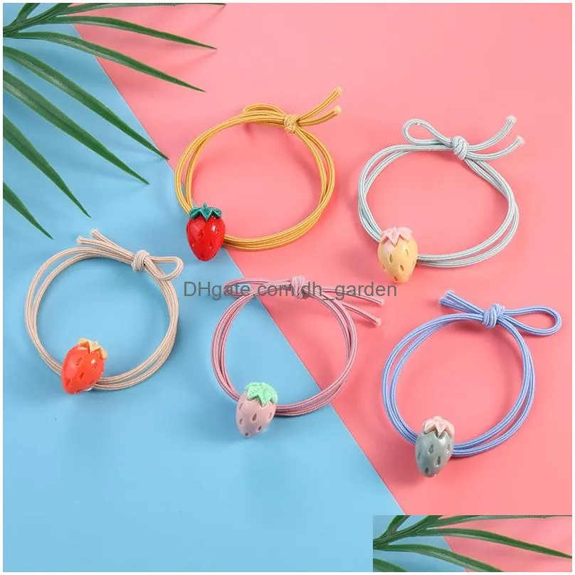 Hair Rubber Bands New Fruit Stberry Child Rubber Bands Hair Accessories Fashion Cute Elastic Rope For Girls Kids Headwear Braider Pon Dhqkd