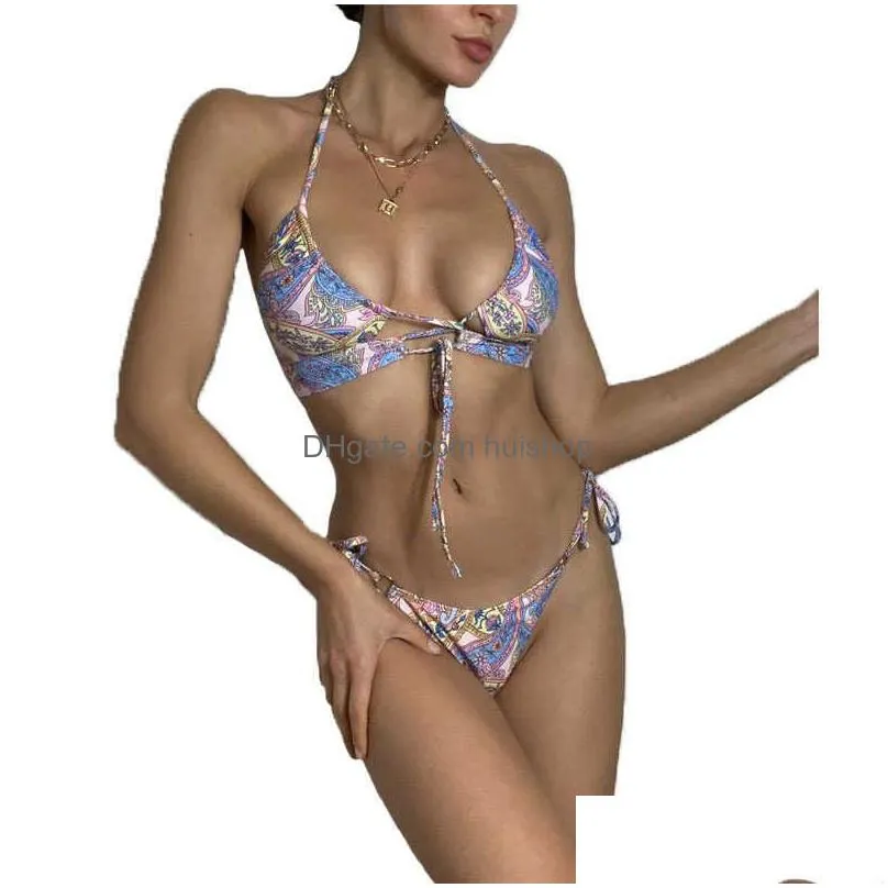 2020 sexy push up womens biquini thong brazilian bikini set flower swimwear p230530