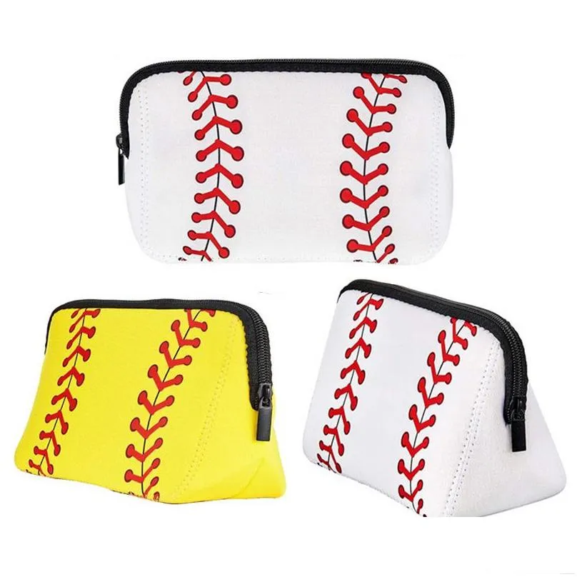 neoprene baseball cosmetic bag party favor printing portable travel storage bag creative birthday gift