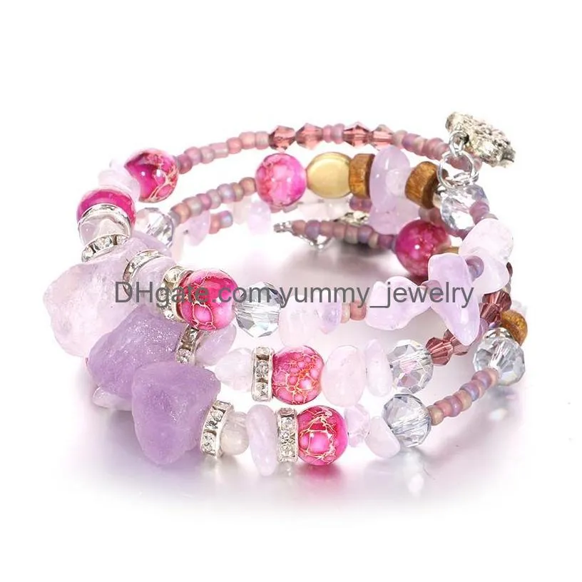 Charm Bracelets Bohemian Beads Charm Bracelets Fashion New Design Imitation Crystal Stone Bangles For Women Mtilayer Men Jewelry Gift Dhakv