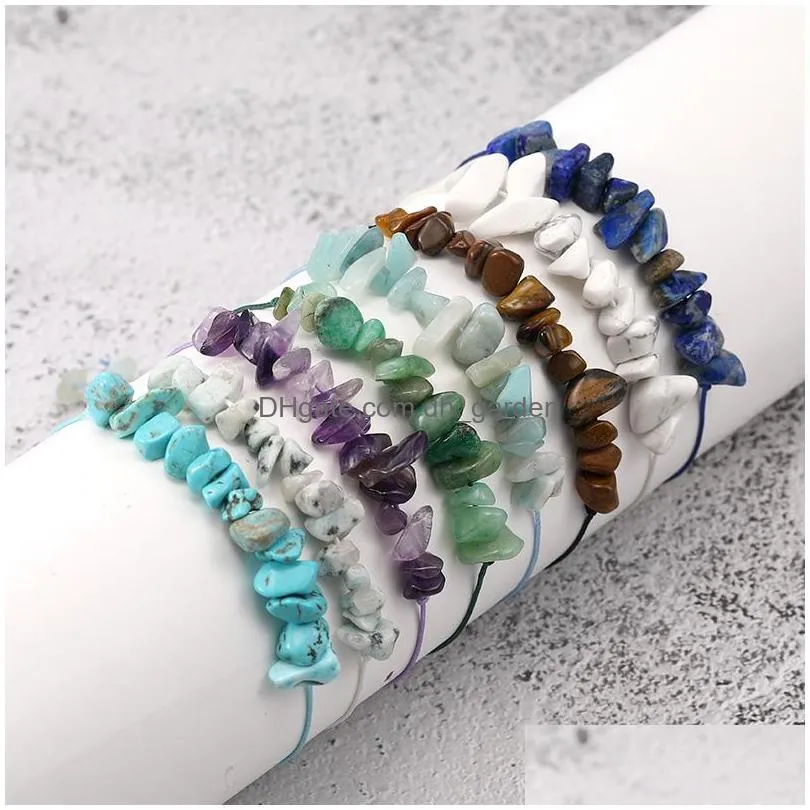 Chain New Korea Natural Gravel Stone Bracelets Colorf Handmade Weave Braided Rope For Women Men Summer Beach Jewelry Gift D Dhgarden Dhnsj