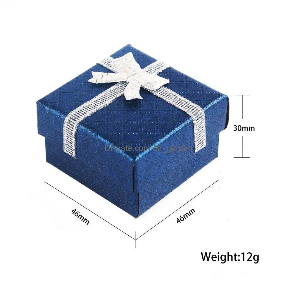 Other Handmade Fancy Paper Cardboard Box For Small Ring Jewelry 464630Mm Blue Color Lovely Gift With Sweet Ribbon Drop Delivery Jewelr Dhbba