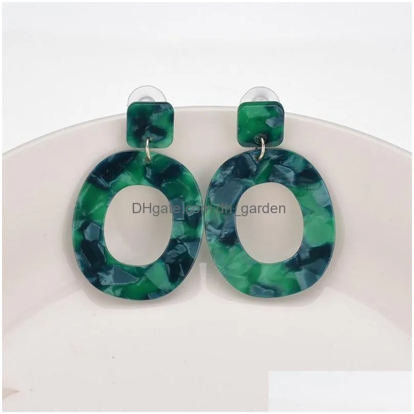 Hoop & Huggie Fashion Big Vintage Geometric Cellose Acetate Dangle Earring For Women Acrylic Oval Hoop Pendants Gift Jewelr Dhgarden Dhah8