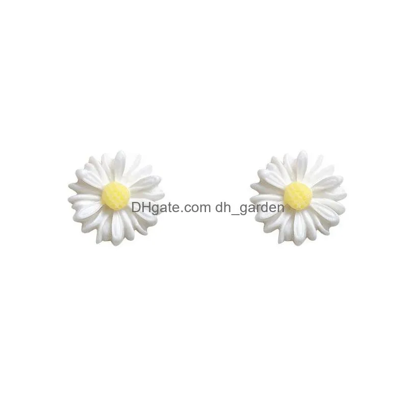 Stud New Fashion Small Daisy Flower Acrylic Stud Earrings For Women Girls Korea Style S925 Sterling Sier Ear Needle Earring Dhgarden Dhnn1