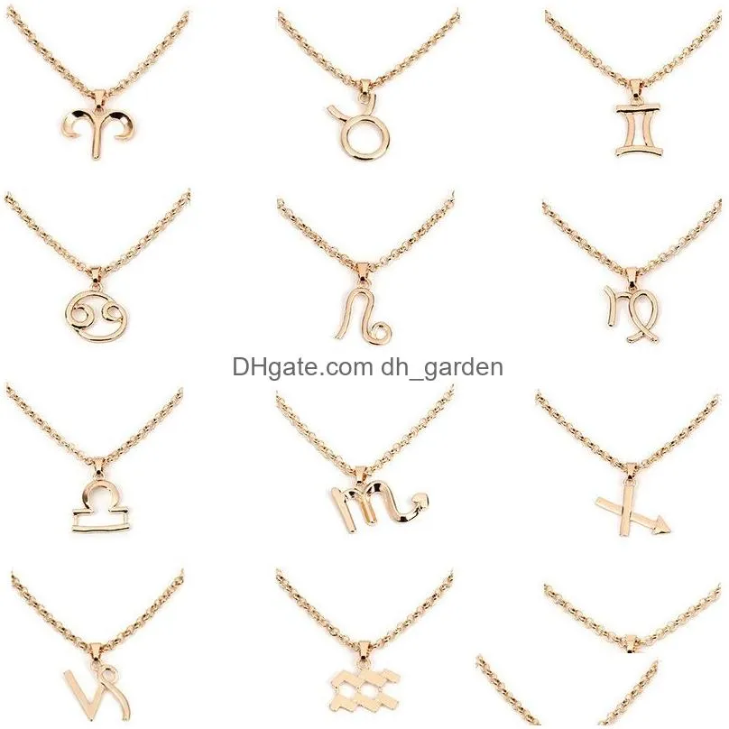 Pendant Necklaces 12 Constellation Necklaces Pendants Choker For Women Gold Sier Alloy Personalized Fashion Pendant Chain Ne Dhgarden Dh3Y4