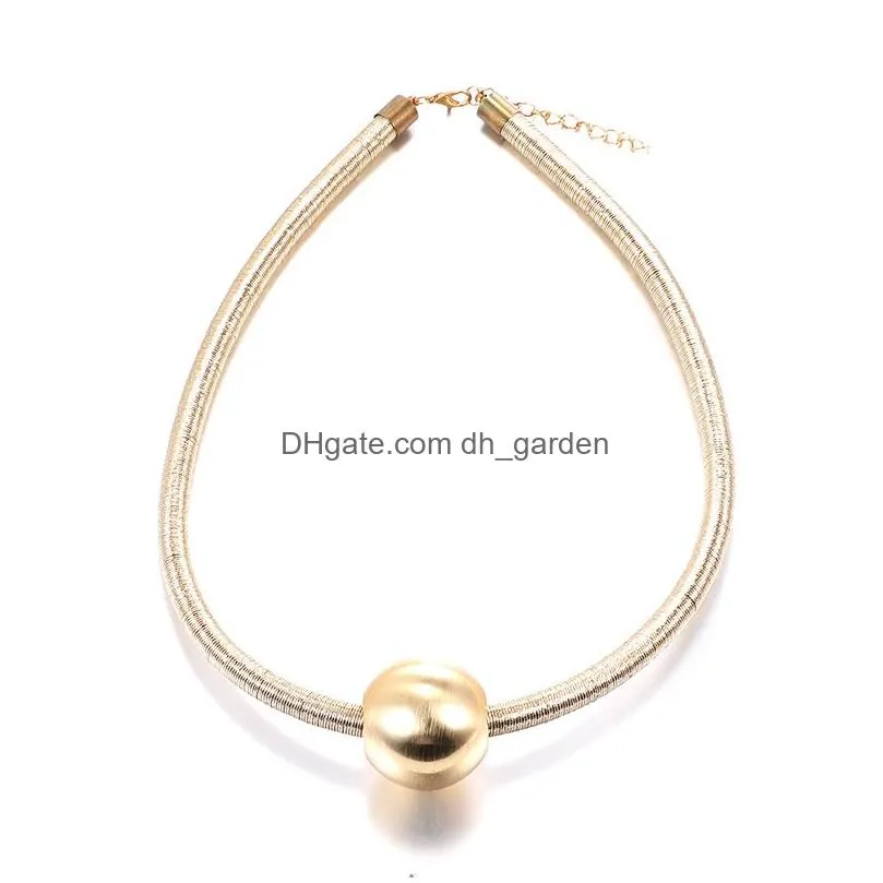 Pendant Necklaces Classic Thick Cool Gold Sier Beads Pendant Choker Necklace For Women Ccb Material Hypoallergenic Chian Fas Dhgarden Dhzzi