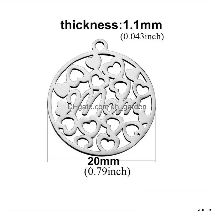 Charms New Arrival Stainless Steel Mom Charm Pendant Round Love Keychain Necklace Bracelet Diy Jewelry Accessories Wholesale Dhgarden Dhcp9
