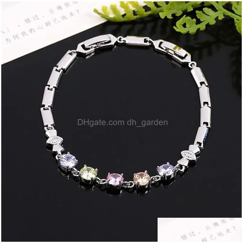 Chain Fashion 18K Gold Plated Sparkling 3A Cubic Zircon Cz Bracelet For Womens Sier Chain Jewelry Party Wedding Drop Delive Dhgarden Dh9K3