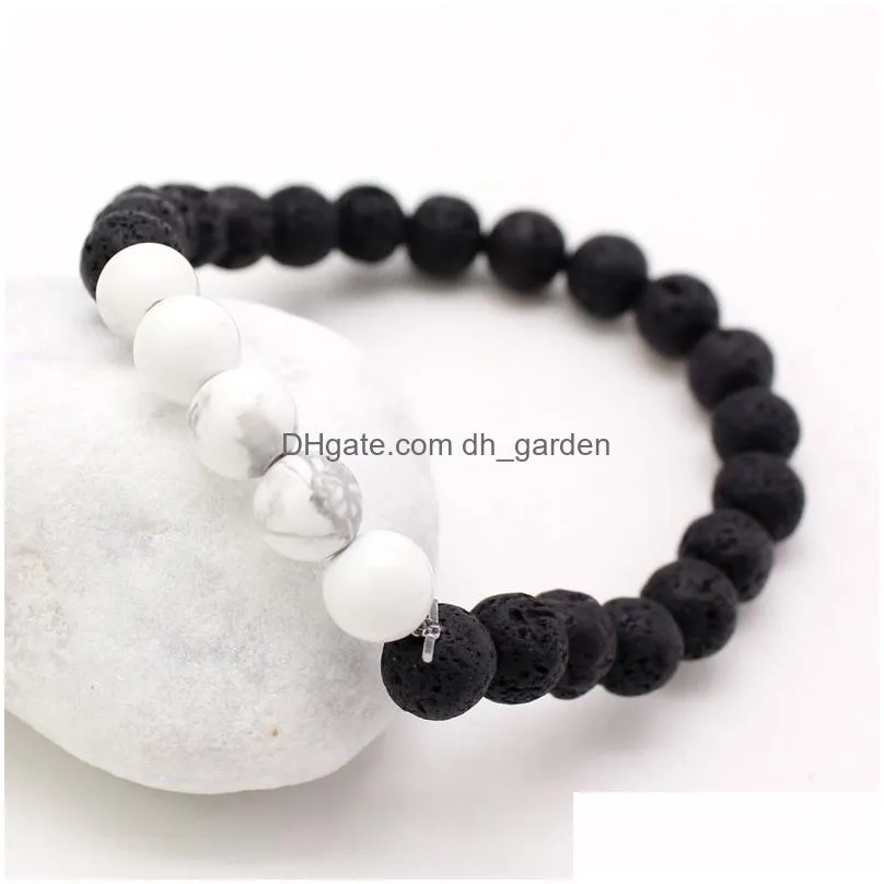 Beaded High Quality Black Lava Rock Stone Delicate Natural Beads Bracelet For Lover 8Mm Adjustable Size Handmade Jewelry Gi Dhgarden Dhjrg