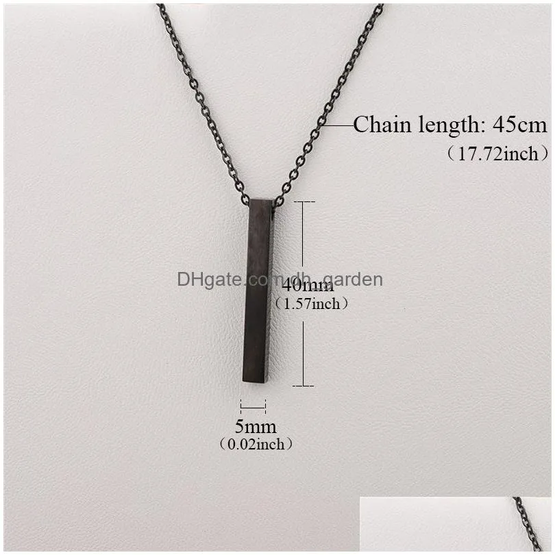 Pendant Necklaces Stainless Steel Solid Bar Blank Pendant Necklace For Men Women Gold Sier Rainbow Chain Laser Engraving Diy Dhgarden Dhzuj