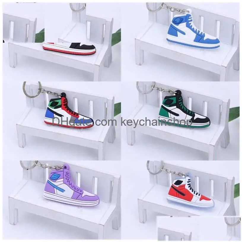 Keychains Lanyards Wholesale Designer Mini Sile Sneaker Keychain Men Women Kids Key Ring Gift Shoes Handbag Chain Basketball Shoe Dro Dhogw
