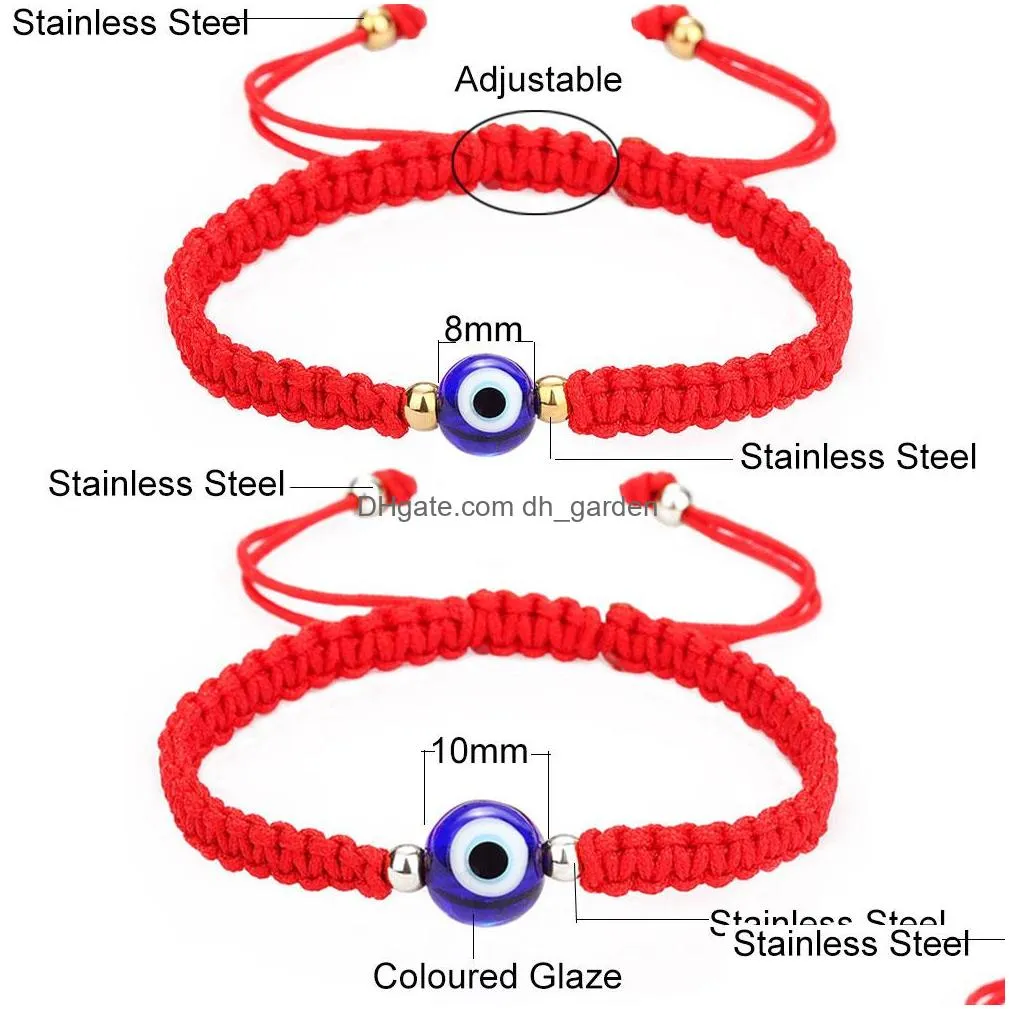 Chain Evil Turkish Eye Hand Braided Rope Chain Red Thread String Bracelet Women Men 2021 Charm Lucky Adjustable Bracelets Friendship Dhkvc