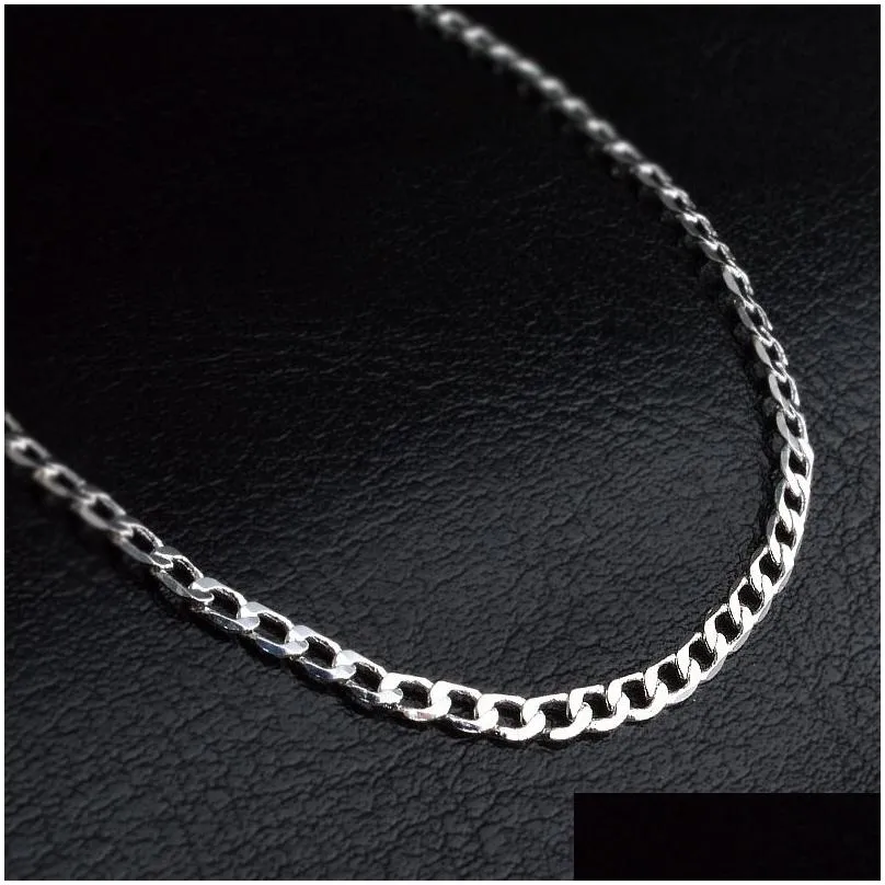 2mm flat oblate snake chain 925 sterling silver plated fashion men jewelry necklace for women ladies girl choker collar 16-30 inches