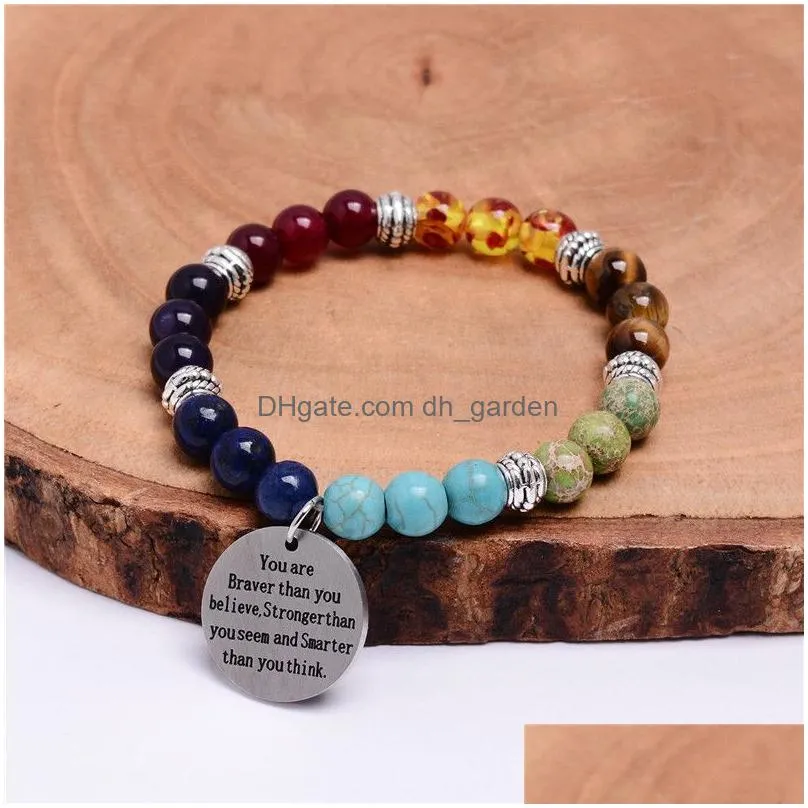 Beaded Agate Colorf Handmade Beaded Bracelet For Men Women Fashion Natural Stone Chakra Yoga Energy Pendant Jewelry Gift Dr Dhgarden Dhjkl