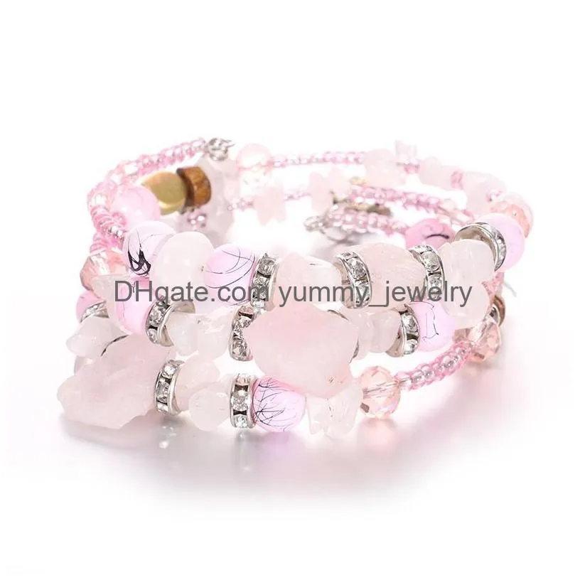 Charm Bracelets Bohemian Beads Charm Bracelets Fashion New Design Imitation Crystal Stone Bangles For Women Mtilayer Men Jewelry Gift Dhakv