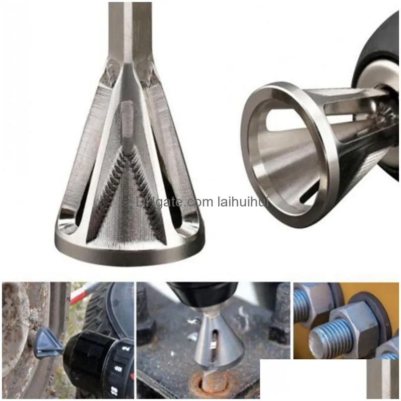 1 pcs stainless steel deburring hexagon/triangle shank external chamfer tool high strength hardness drill bit remove burr 