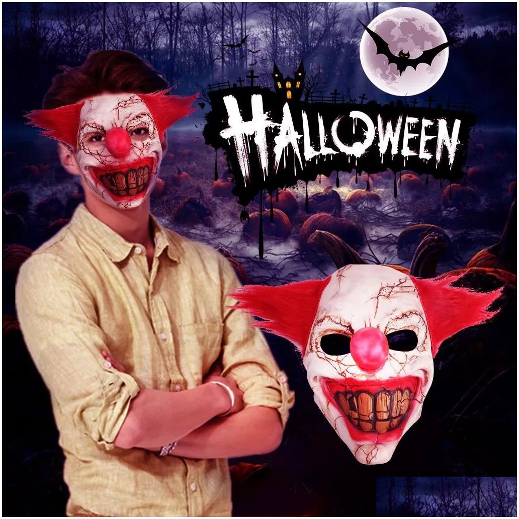 Party Masks Halloween Latex Clown Mask Scary Rotten Face Costume Party Props Masks Cosplay Drop Delivery Home Garden Festive Party Sup Dhdiy