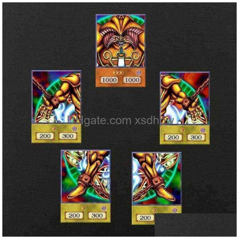 4 pieces of yu-gi-oh anime style card three magic set obelisk yugioh dm classic orica proxy card childhood memories g220311