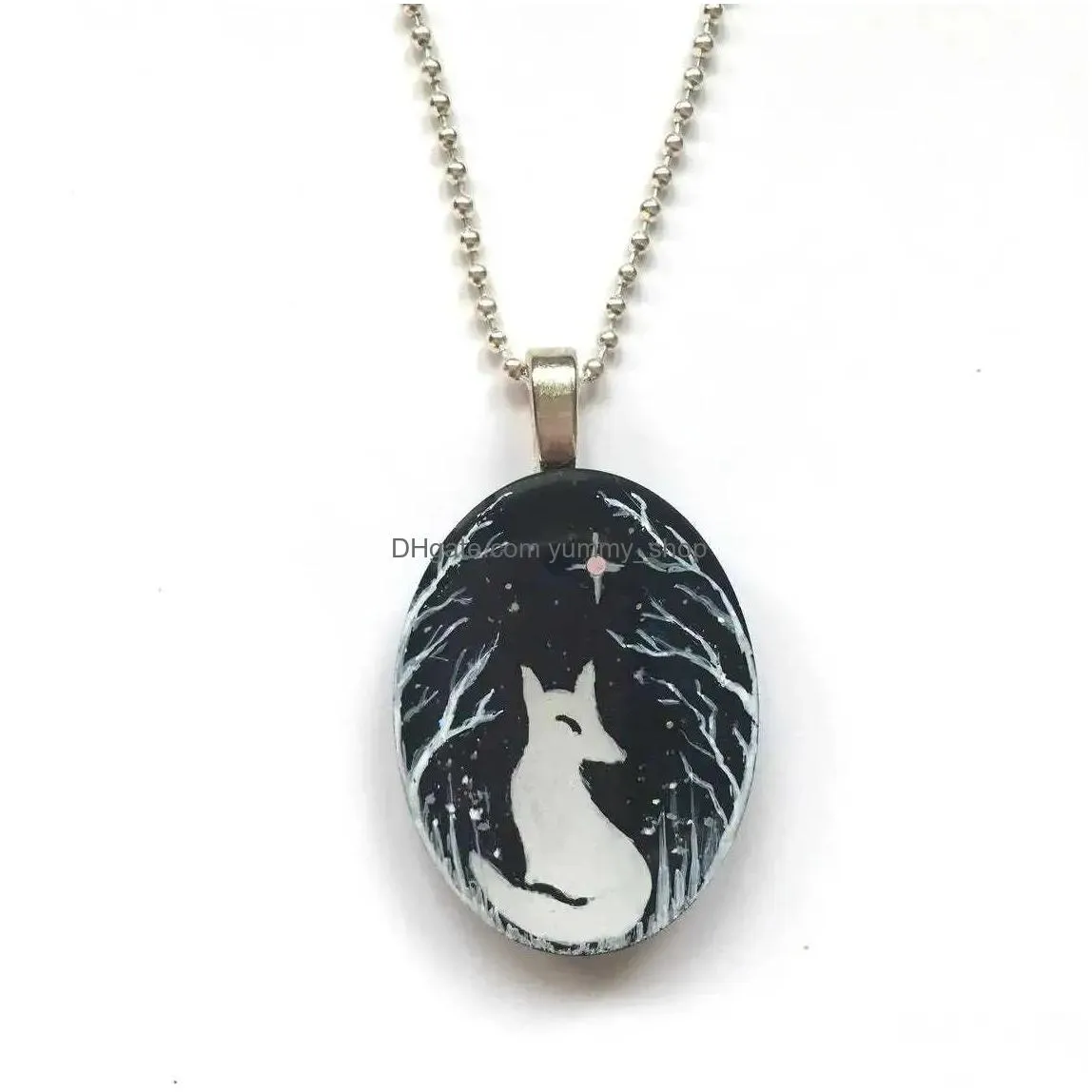 pendant necklaces charming gothic forest crow necklace fashion p o accessory gift black cat fox pendant vintage necklace x1009