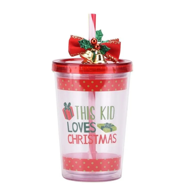 Tumblers 10 Oz Christmas Cups Double Layer Plastic Tumbler With Lid And St Water Bottle Drop Delivery Home Garden Kitchen, Dining Bar Dhpsf