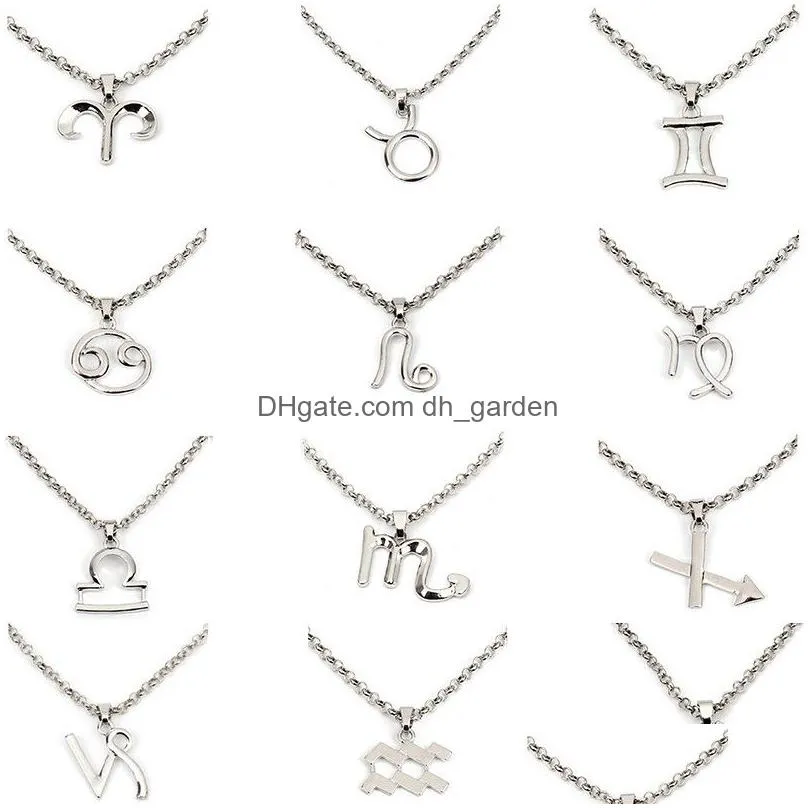 Pendant Necklaces 12 Constellation Necklaces Pendants Choker For Women Gold Sier Alloy Personalized Fashion Pendant Chain Ne Dhgarden Dh3Y4