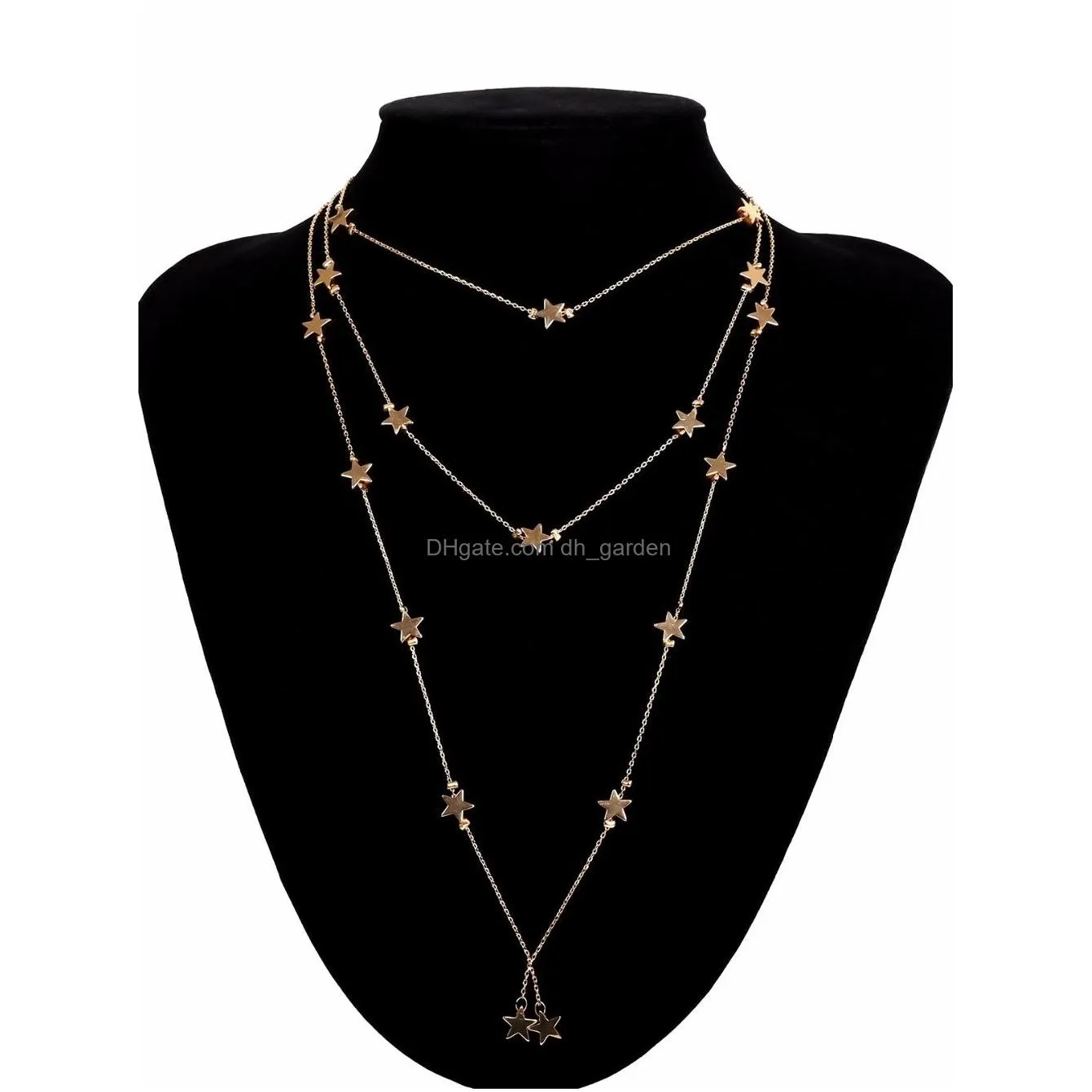 Pendant Necklaces New Fashion Boho Jewelry Mti Layer Fivepointed Star Pendant Choker Necklace Women Y Charm Statement Drop Delivery Je Dhuz4