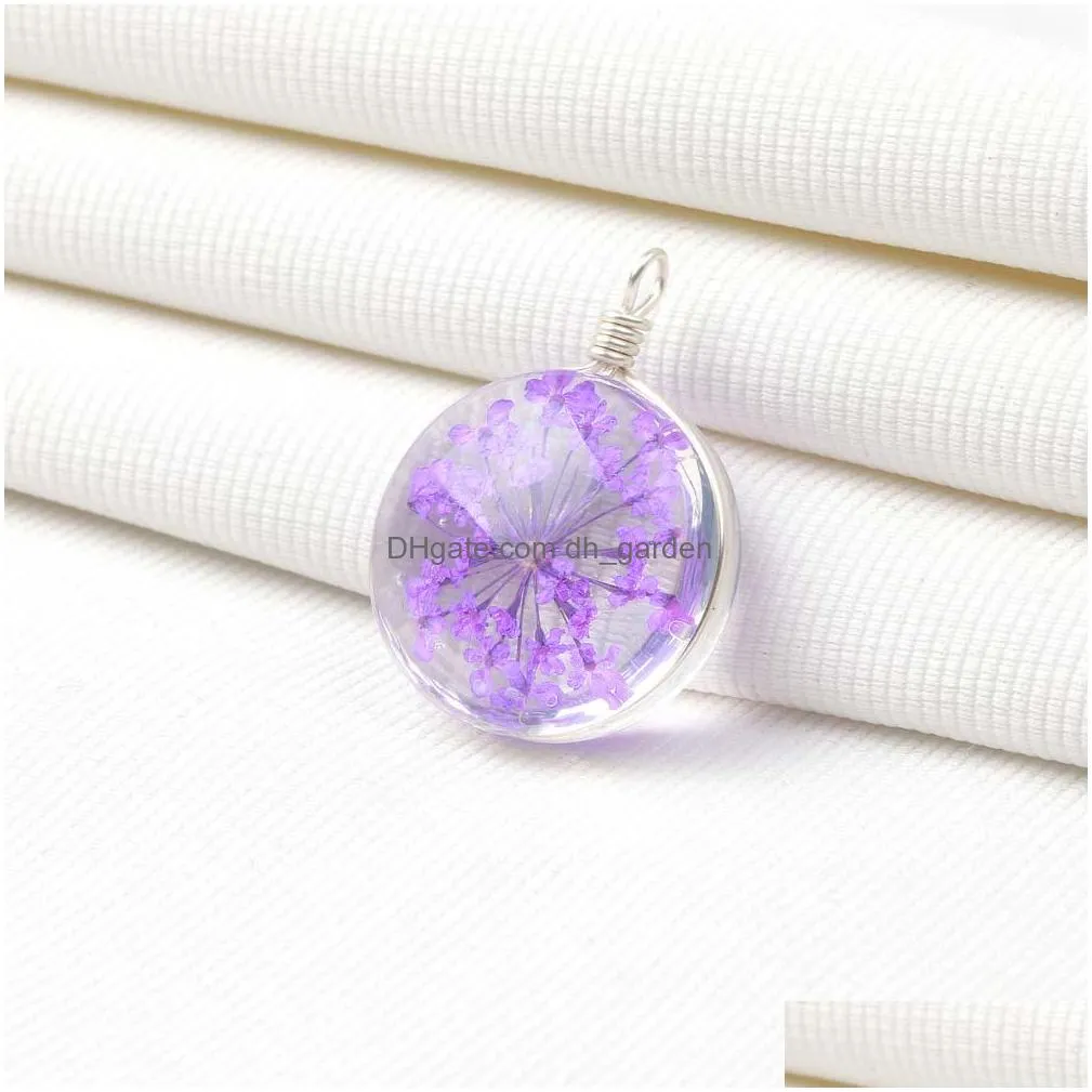 Charms Mticolor Dried Flower Glass Pendant Charm For Women Diy Handmade Ball Necklace Earring Bracelet Charms Jewelry Wholesale Drop D Dhstd