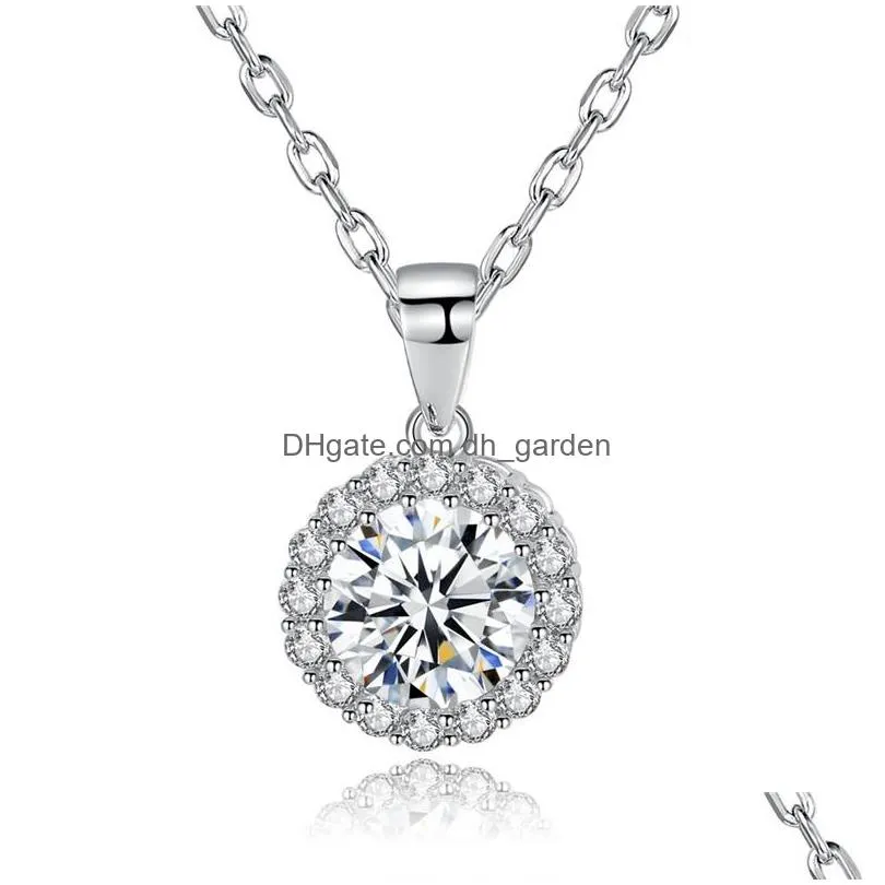 Pendant Necklaces 18K Gold Plated Round Cz Pendant Necklace Cubic Zirconia Cluster For Women Party Bridal Wedding Jewelry Dr Dhgarden Dhgwd