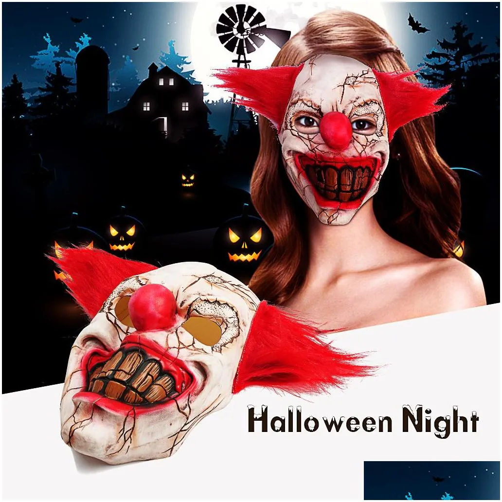 Party Masks Halloween Latex Clown Mask Scary Rotten Face Costume Party Props Masks Cosplay Drop Delivery Home Garden Festive Party Sup Dhdiy