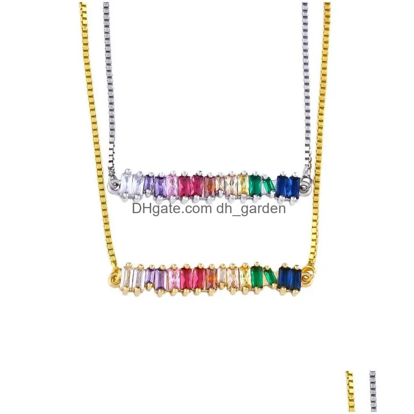 Pendant Necklaces Cz Rainbow Pendants Necklace Bracelet For Woman Fashion Gold Sier Copper Long Chain Trendy Party Wedding J Dhgarden Dhlet