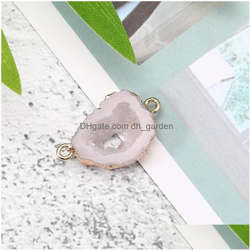 Charms New Resin Druzy Stone Geometric Hollow Pendant For Necklaces Bracelet Natural Charm Gold Women Girls Jewelry Drop Del Dhgarden Dholg