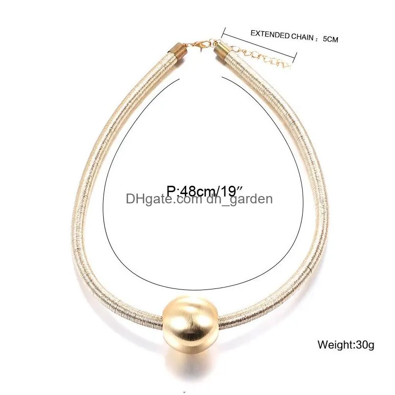 Pendant Necklaces Classic Thick Cool Gold Sier Beads Pendant Choker Necklace For Women Ccb Material Hypoallergenic Chian Fas Dhgarden Dhzzi