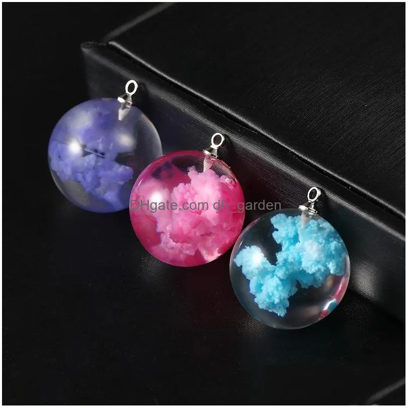 Charms New Women Nature Blue Sky White Cloud Moon Pendant Creative Design Ball Shape Resin Transparent Charm For Necklace Di Dhgarden Dhw3Z